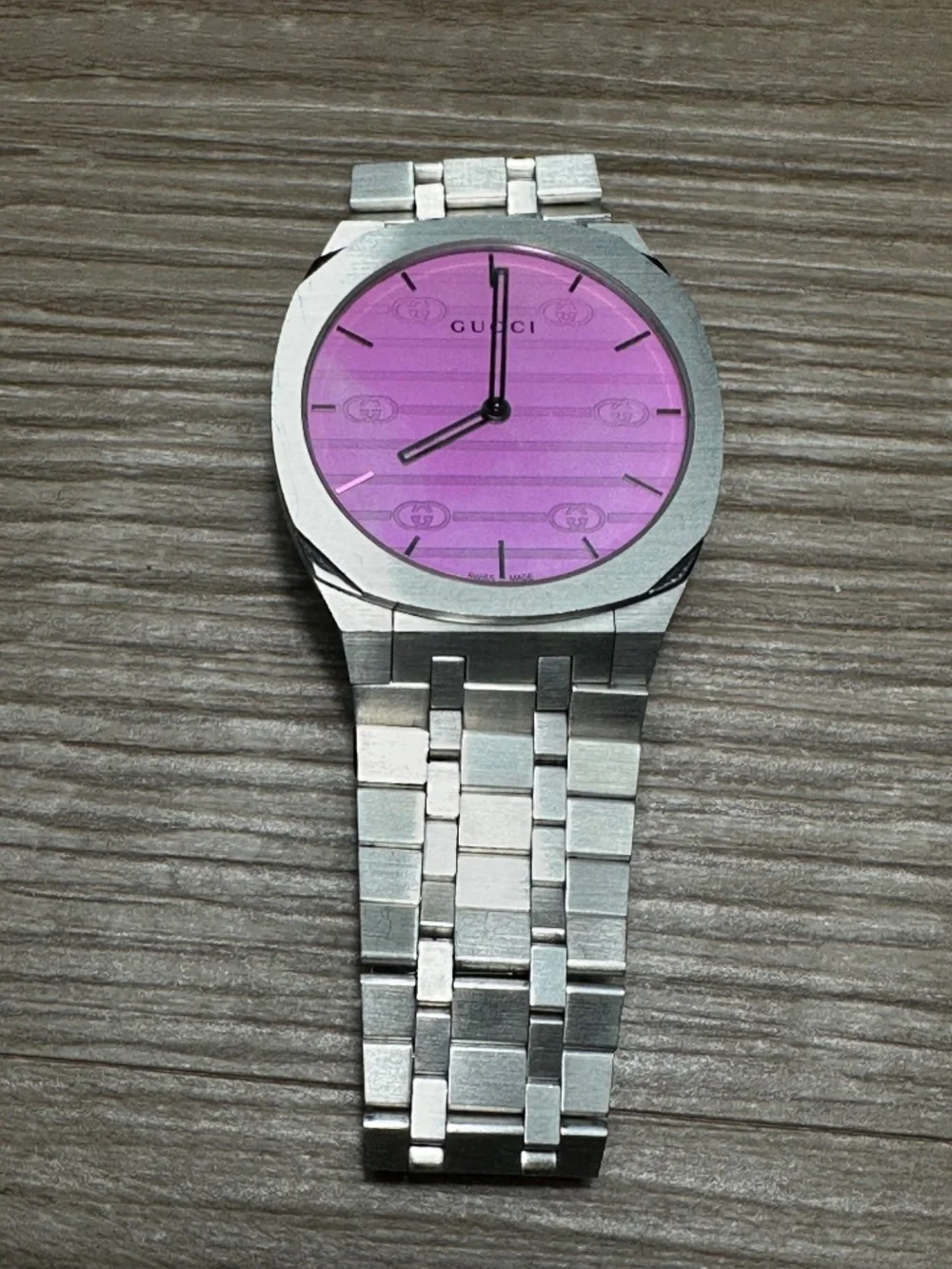 AUTHENTIC GUCCI 25H YA163410 PINK DIAL 38MM SWISS QUARTZ UNISEX WATCH